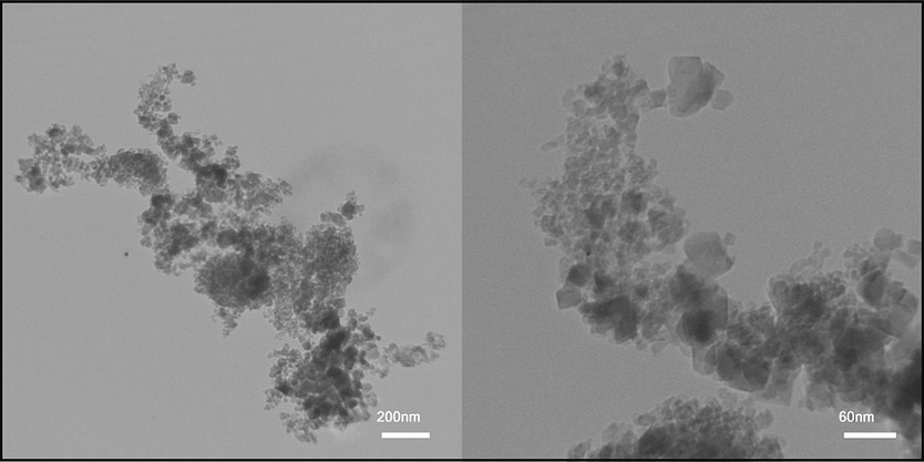 TEM images of the (Co, Mn)(Co, Mn)2O4 nanoparticles (sample No. 2).