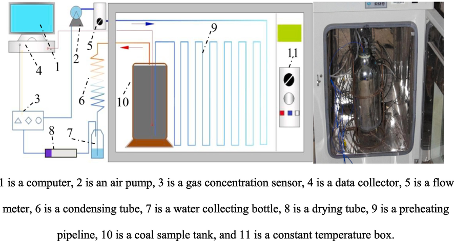 Schematic diagram of experimental device for oxygen consumption during coal sample oxidation in enclosed environment.