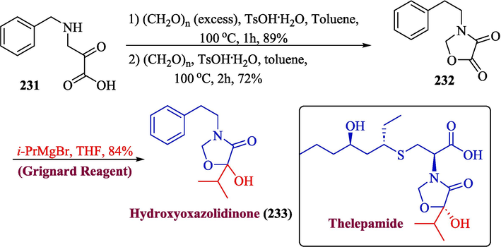 Synthesis of hydoxyoxazolidinone 233.