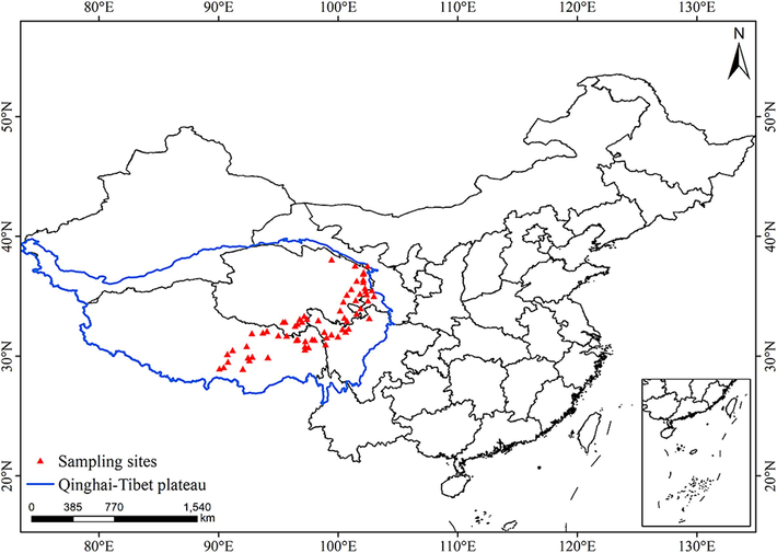 Geographical distribution of the regions of A. tanguticus were collected.