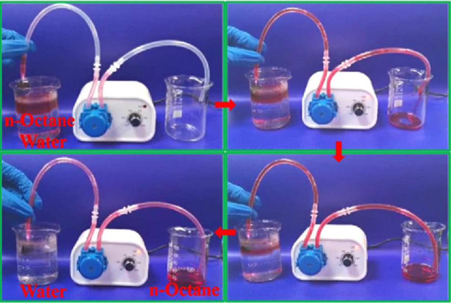 Pump-assisted continuous separation process of oil–water mixture. Adapted and modified from Shi et al. (2021).