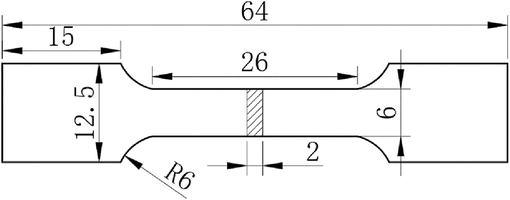 Tensile test specimen at room temperature.