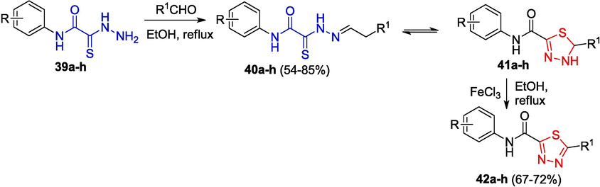 Synthesis of N-aryl-1,3,4-thiadiazole-2-carboxamides.