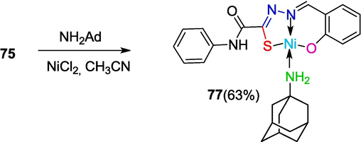 Synthesis of complex 77 containing aminoadamantane.