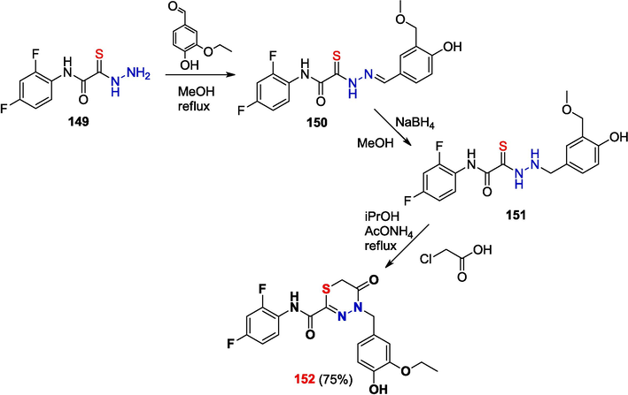 Synthesis of fluorothiazinone 152.