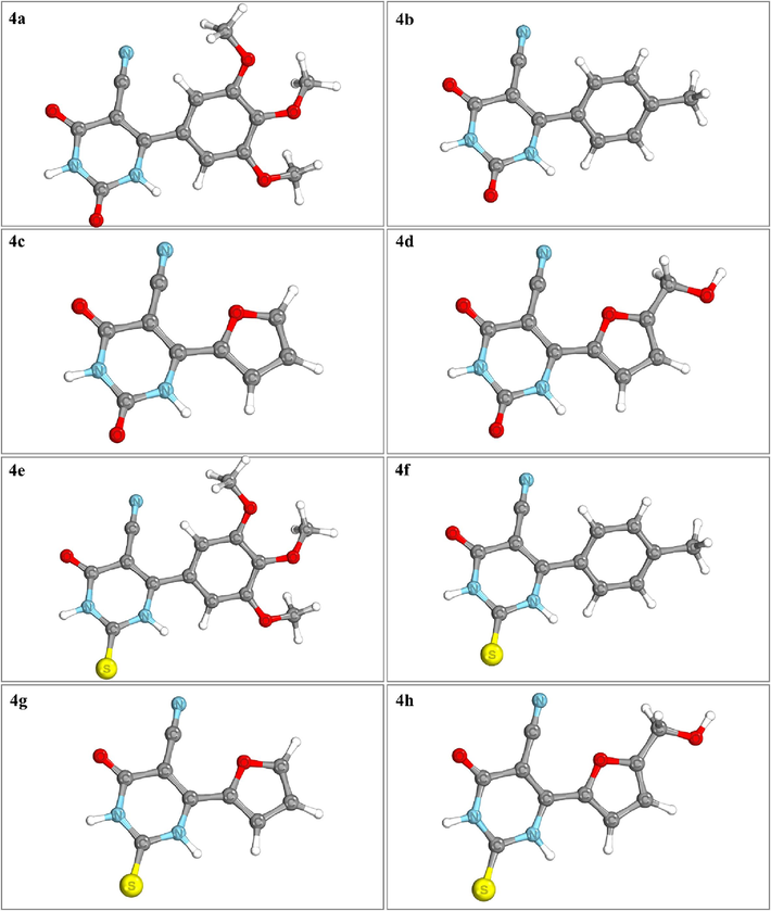 Optimized geometries of the compounds 4a-4 h.