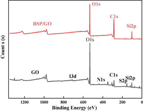 XPS spectra of GO and BSP/GO.