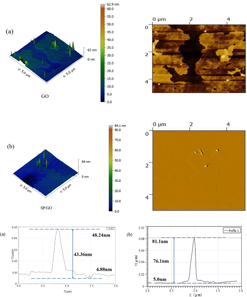 AFM plots of GO and BSP/GO.