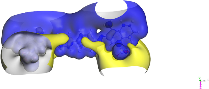 3D Electrostatic surface potentials of CRD (high ESP: yellow, low ESP: blue).