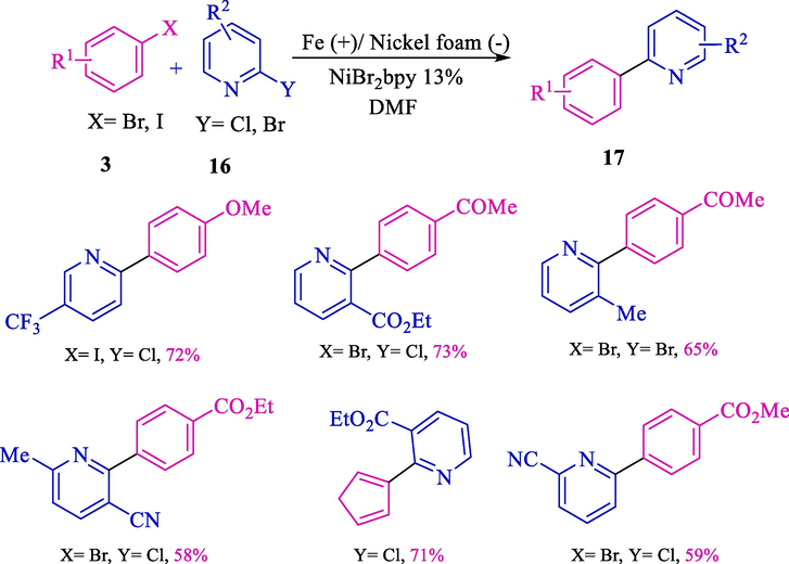 Electrosynthesis of functionalized 2-arylpyridines.