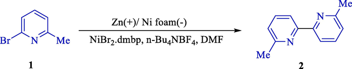 Electroreductive homocoupling of 6-bromopicoline.