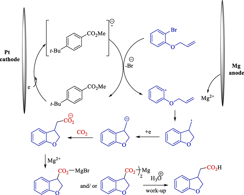 The stepwise reaction of methyl 4-tert-butylbenzoate.