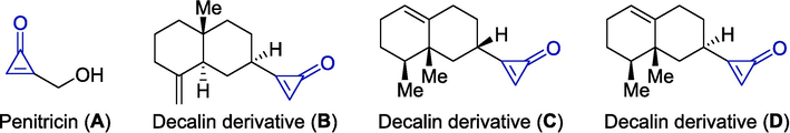Cyclopropenone derivatives originated from natural sources.