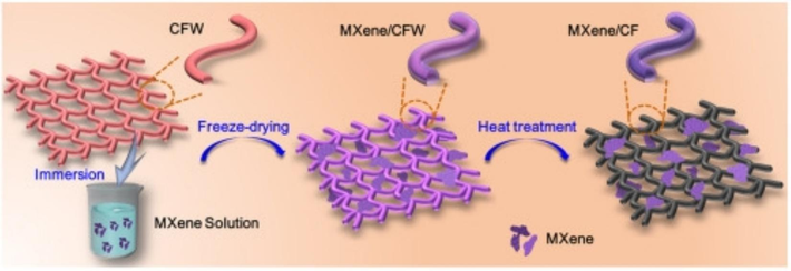 Multilayered, porous carbon fibre heterostructure made of MXene and biomass-derived carbon fibres that resembles a “skin” or skeleton for flexible, self-sustaining solid-state SCs (Sun et al., 2021).