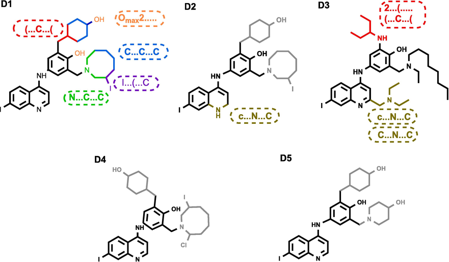 Chemical structures of the top five newly designed compounds.