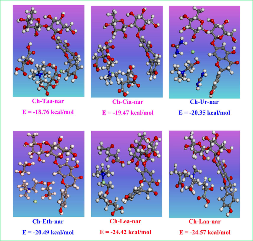 The binding energy of NADES and naringin.