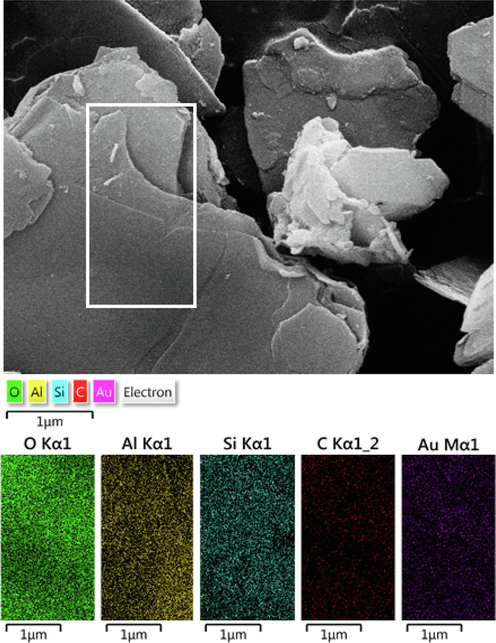 EDS-elemental mapping of Au NPs/Kaolin.