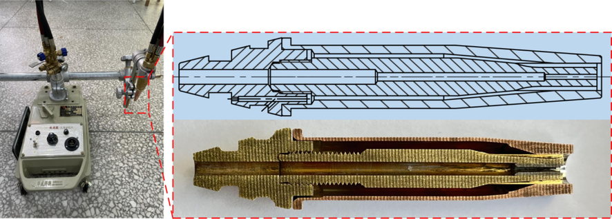 Semi-automatic flame cutting machine and G01-300 cutting nozzl.