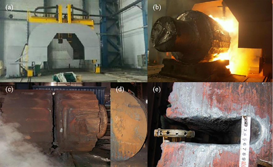 Flame cutting test of ultra-large section steel ingot.