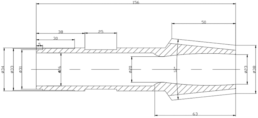 Schematic diagram of cutting-oxygen orifice structure for ultra-thick cutting torch.