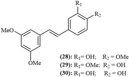 Synthesized methylated derivatives of piceatannol 28, 29 and 30.