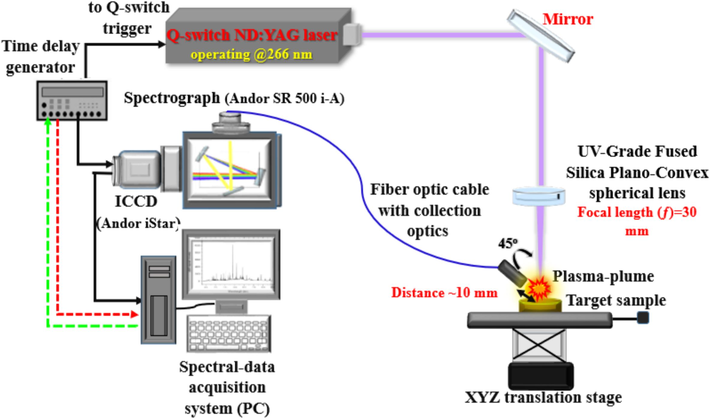 Schematic design of the single-shot configuration optical system for LIBS spectrum acquisition.