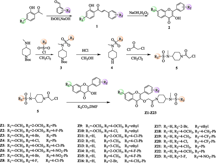 Synthetic route of the target compounds Z1-Z23.