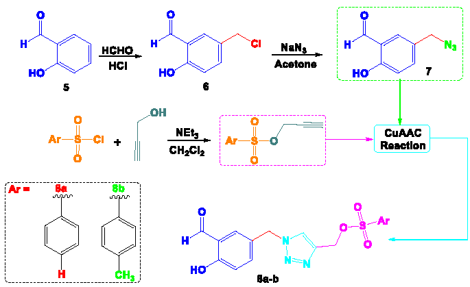 Synthetic strategy for obtaining target compounds 8a-b.
