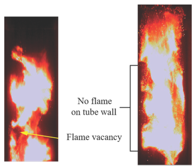 Combustion pattern of flame vacancy.