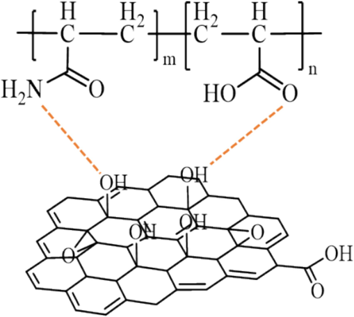 Schematic diagram of hydrogen bond formation between DR90F and Nano-GO.