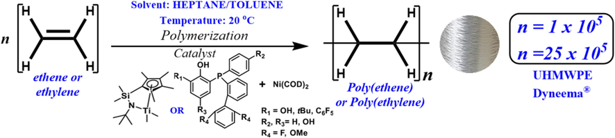 Synthesis route to Dyneema® from the monomers.